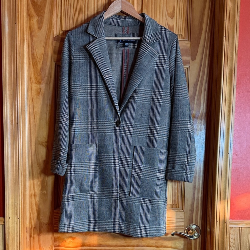 Jules & Leopold Houndstooth Jacket in Brown and Black